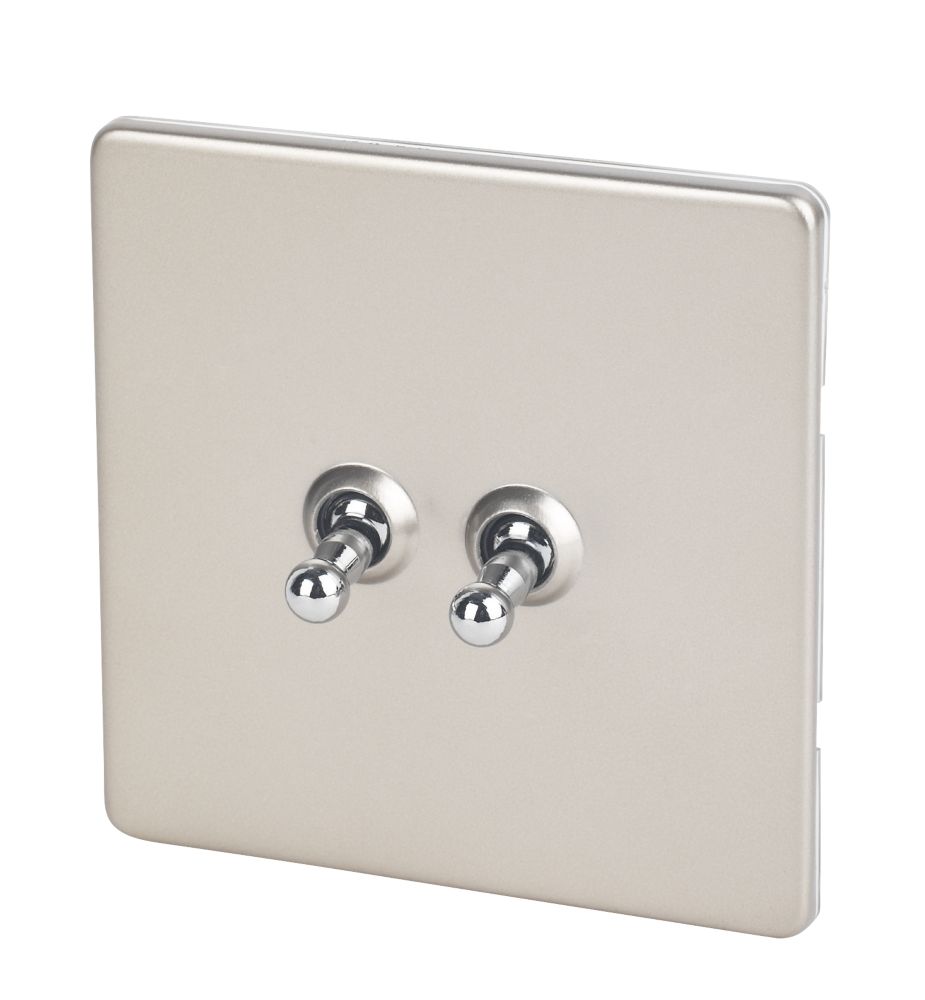 Image of Varilight 10AX 2-Gang 2-Way Toggle Switch Satin Chrome 