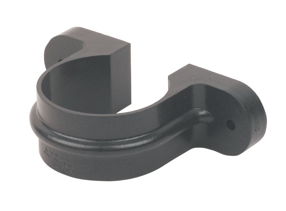 Image of FloPlast Cast Iron Effect Downpipe Round Pipe Clip Black 68mm 10 Pack 