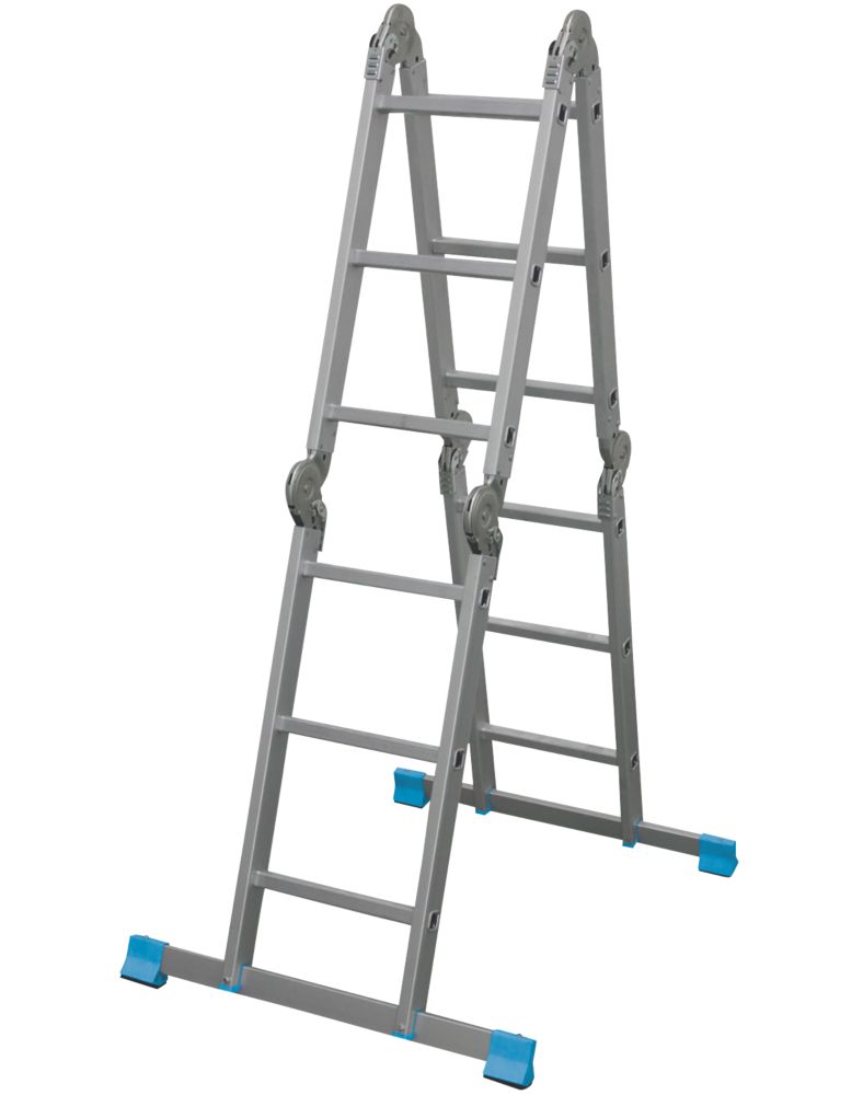 Image of Mac Allister 4-Section Aluminium Folding Ladder 3.17m 