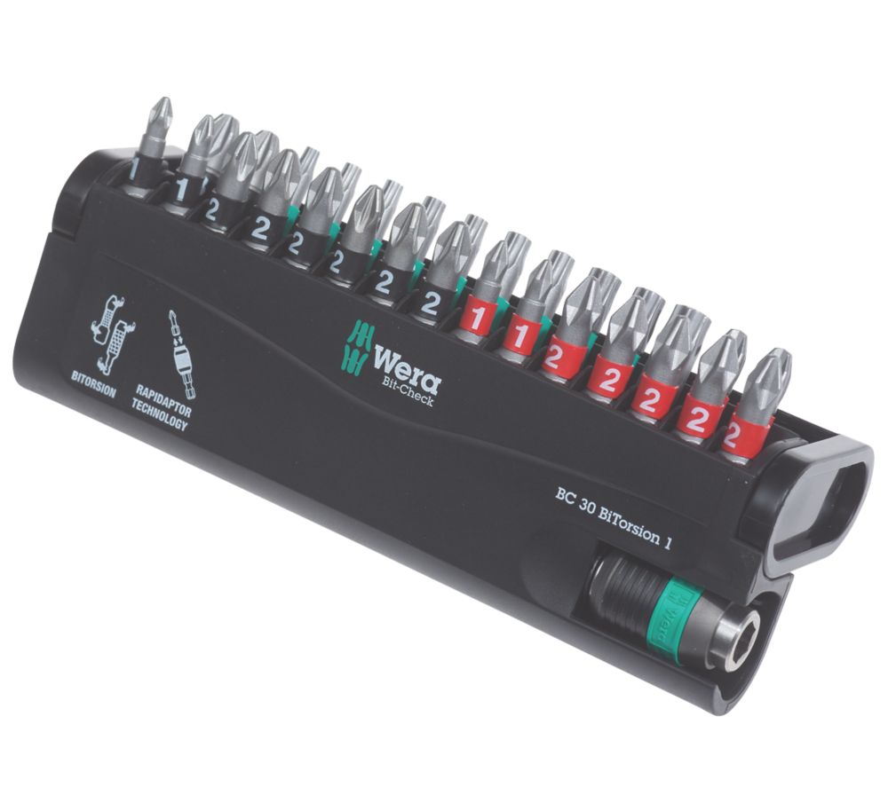 Image of Wera Bit-Check 1/4" Hex Shank Mixed BiTorsion Screwdriver Bit Set 30 Pieces 