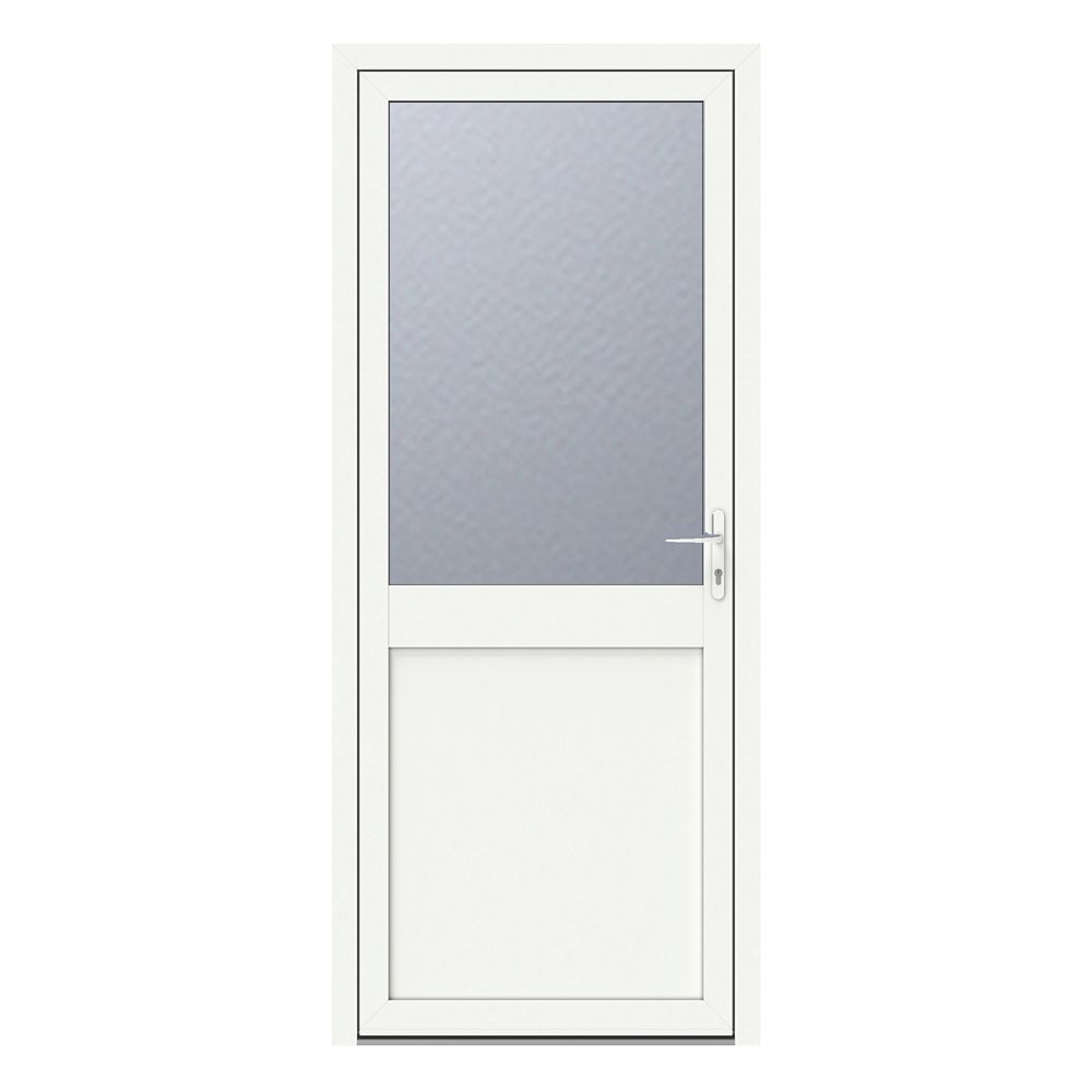 Image of Crystal 1-Panel 1 Obscure-Light Left-Hand Opening White Aluminium Back Door 2090mm x 840mm 