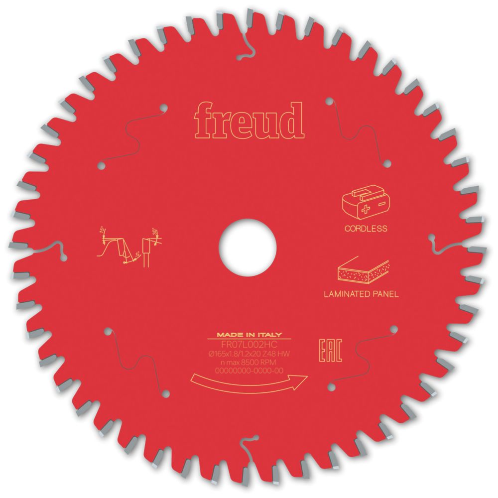 Image of Freud F03FS10076 Laminate Panel Circular Saw Blade 165mm x 20mm 48T 