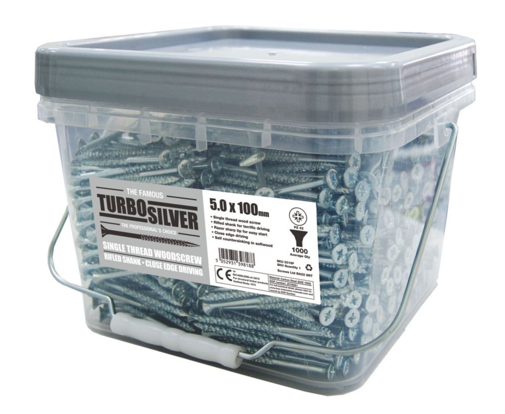 Image of Turbo Silver PZ Double-Countersunk Multipurpose Screws 5mm x 100mm 1000 Pack 