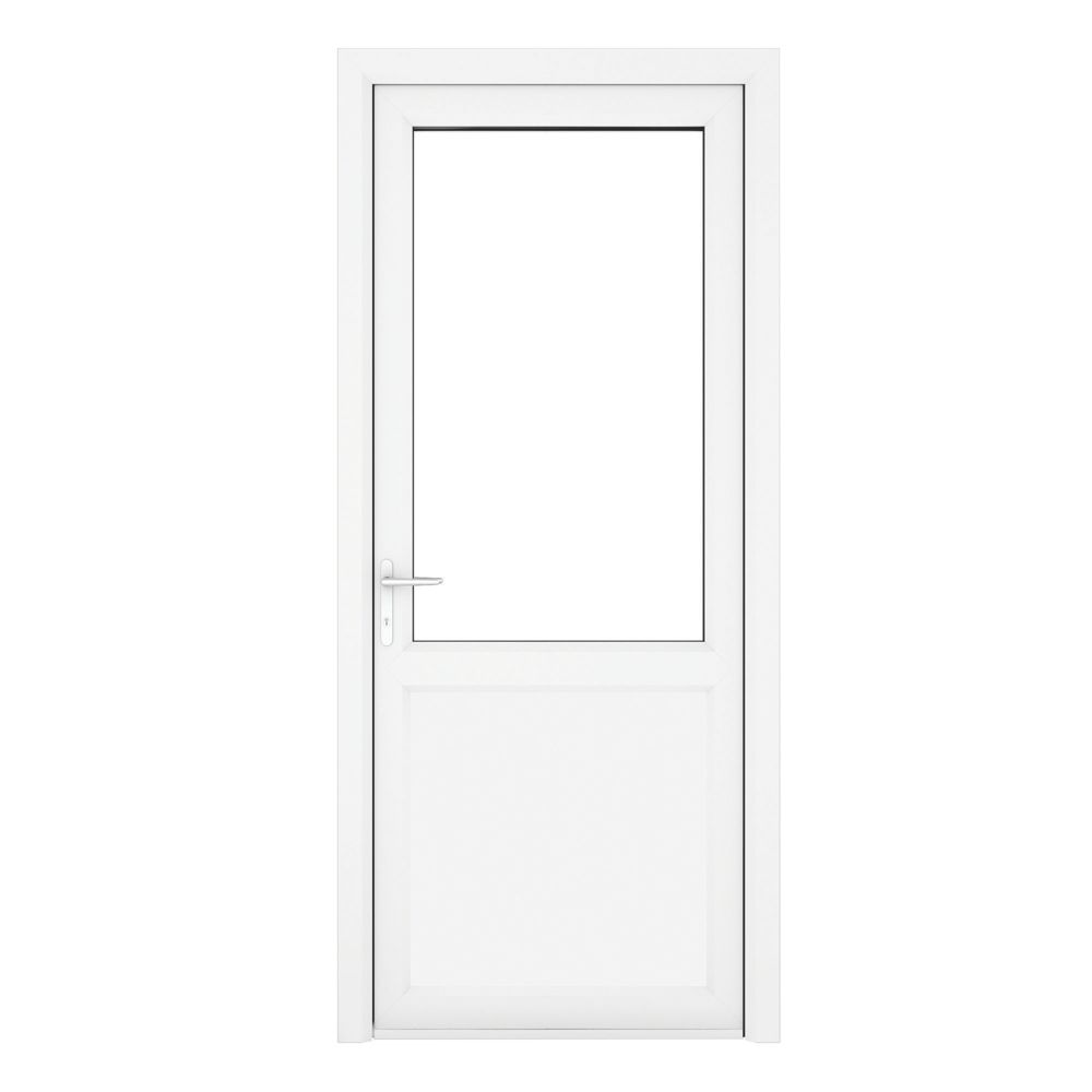 Image of Crystal 1-Panel 1-Clear Light RH White uPVC Back Door 2090mm x 920mm 