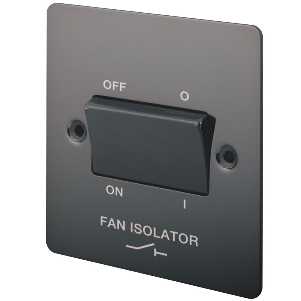 Image of LAP 10A 1-Gang 3-Pole Fan Isolator Switch Black Nickel with Black Inserts 