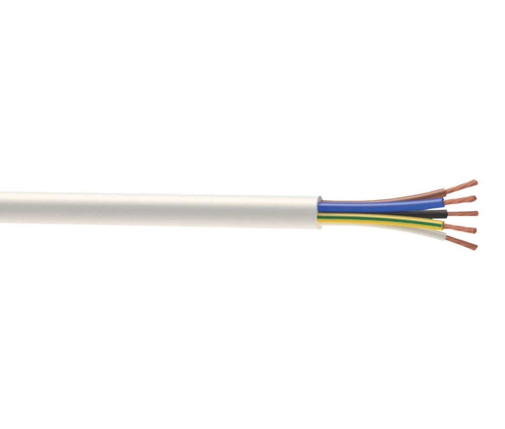 Image of Time 3095Y White 5-Core 0.75mmÂ² Heat Resistant Cable 50m Drum 