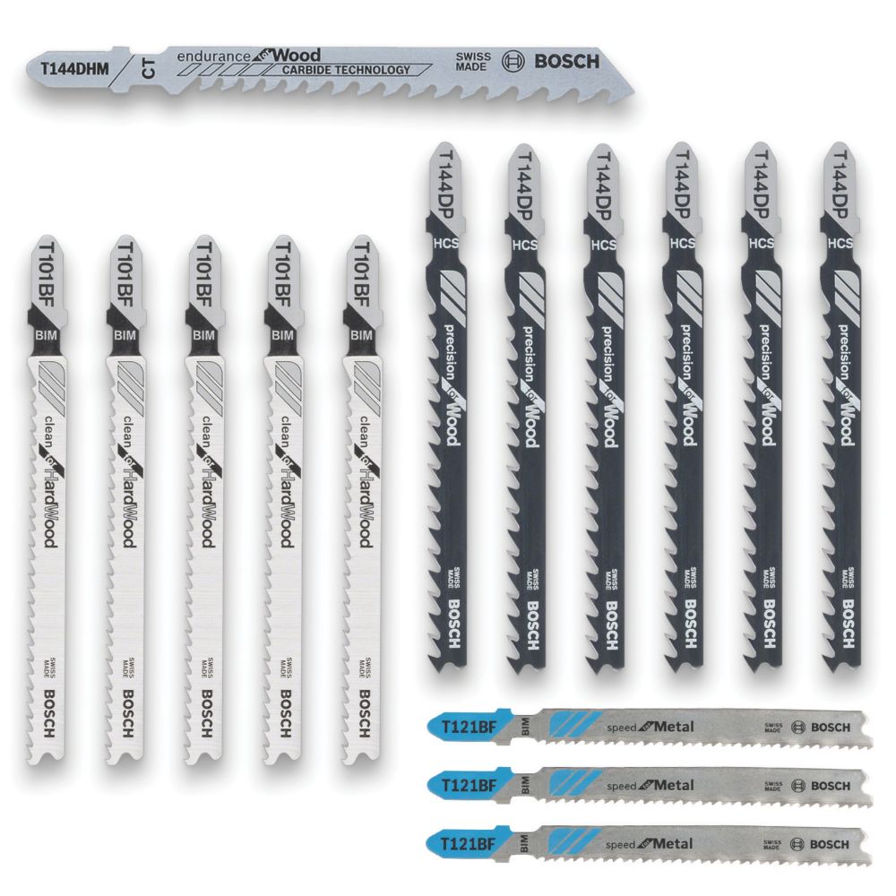 Image of Bosch 2.607.011.437 Multi-Material Wood & Metal Jigsaw Blade Set 15 Pieces 