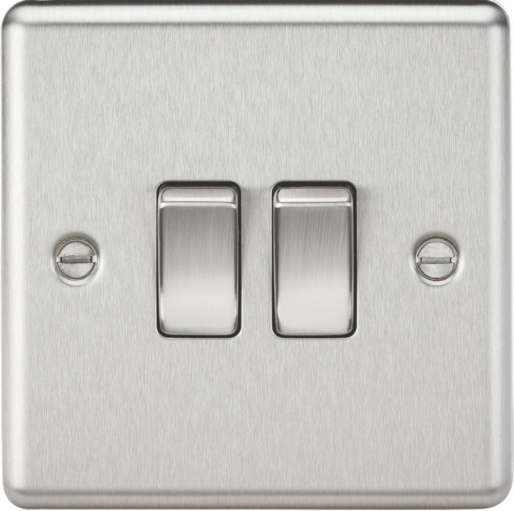 Image of Knightsbridge 10AX 2-Gang 2-Way Light Switch Brushed Chrome 