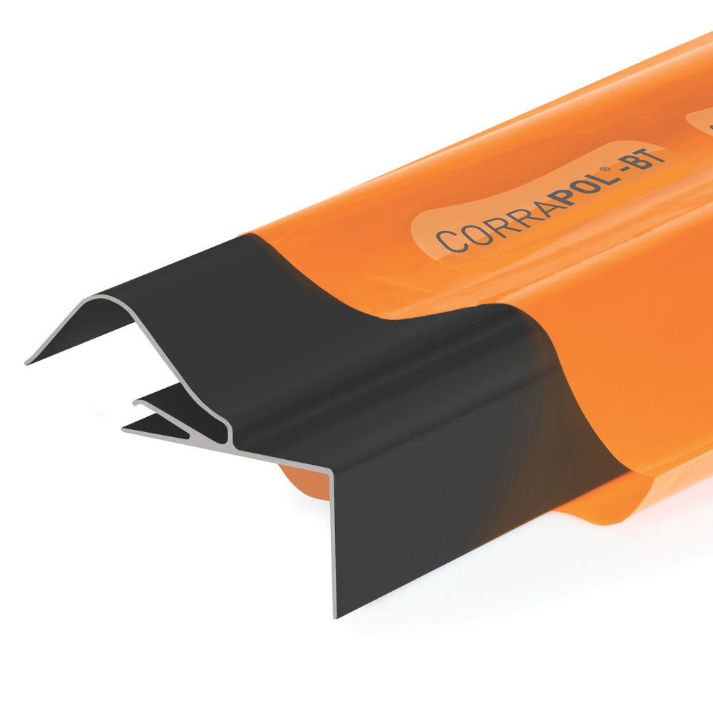 Image of Corrapol-BT Rock n Lock Aluminium Rigid Side Flashing Black 125 x 97mm x 6m 