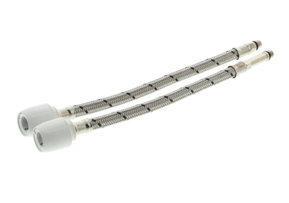 Image of Hep2O Push-Fit Flexible Monobloc Tap Connectors 15mm x M10mm x 300mm 2 Pack 