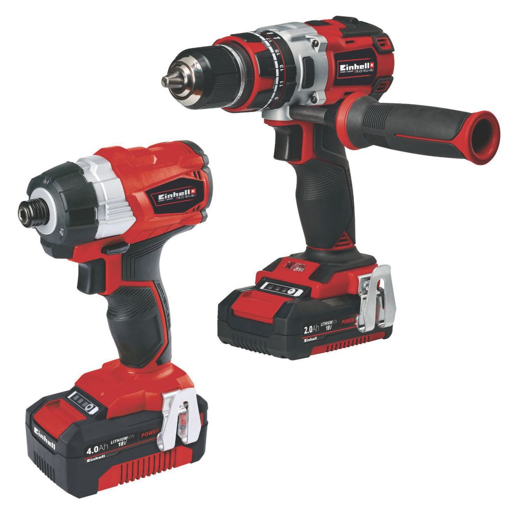 Image of Einhell 18V Twin Pack BL Power Tool Kit 18V 2 x 2.0 / 4.0Ah Li-Ion Power X-Change Brushless Cordless Twin Kit 