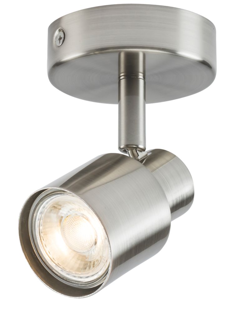 Image of Knightsbridge Round 1-Light Single GU10 Wall & Ceiling Spotlight Brushed Chrome 