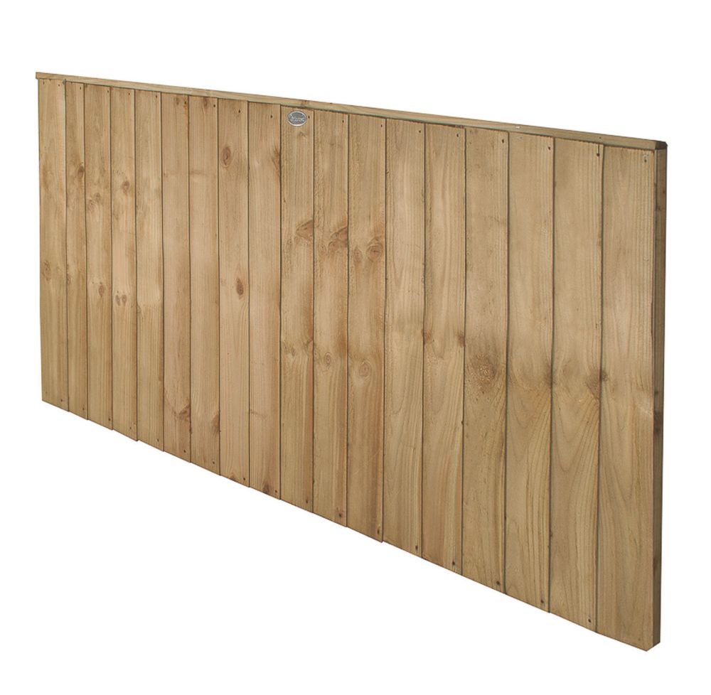 Image of Forest Vertical Board Closeboard Garden Fencing Panel Natural Timber 6' x 3' Pack of 5 