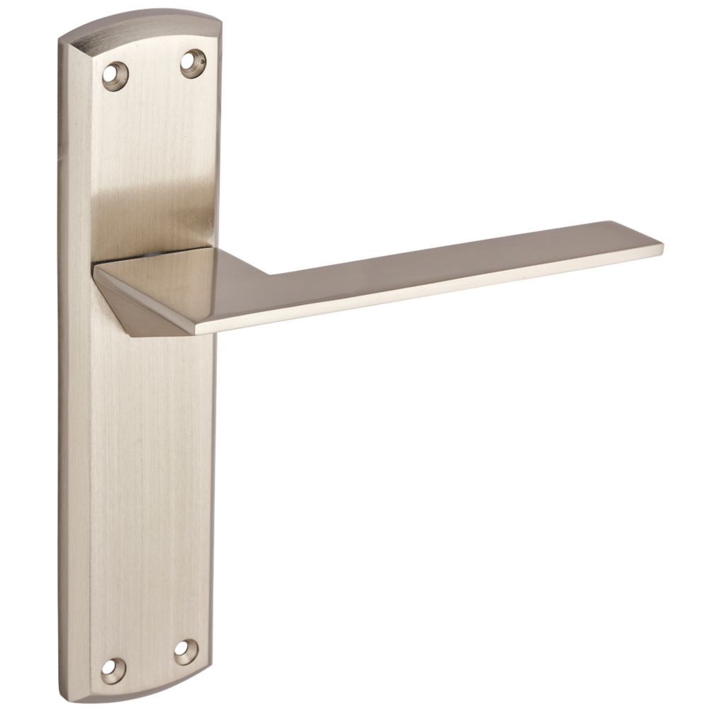 Image of Smith & Locke Marloes Fire Rated Latch Lever Door Handles Pair Brushed Nickel 