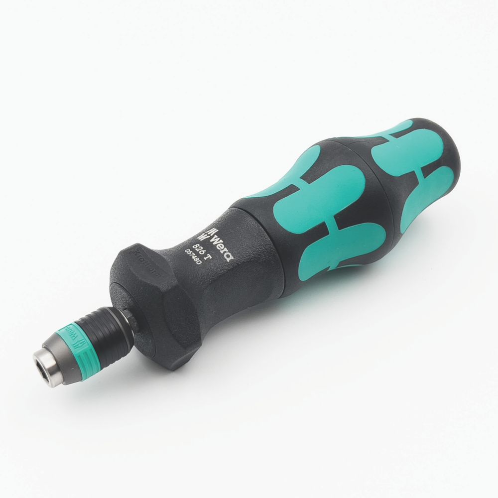 Image of Wera 826 T Kraftform Turbo 1/4" Hex Bit-Holding Screwdriver Handle 
