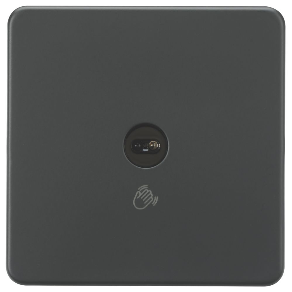 Image of Knightsbridge 2.1A 1-Gang 1-Way Light Switch Anthracite with Black Inserts 