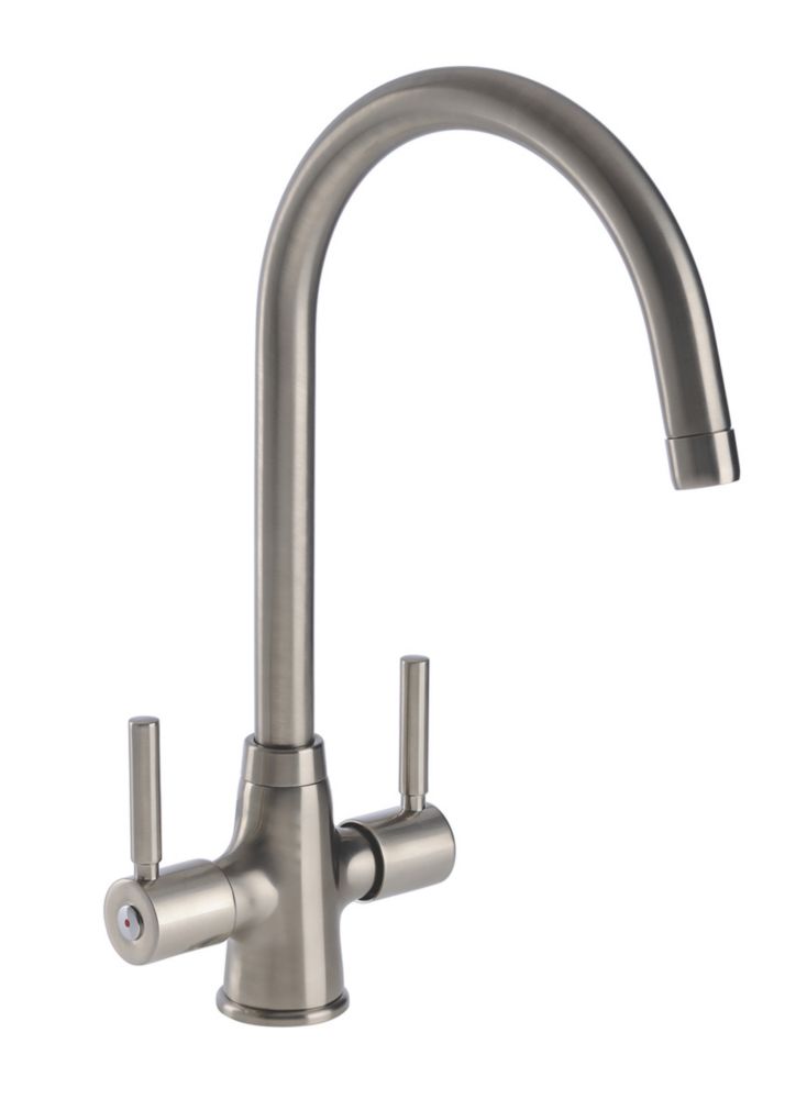 Image of Streame by Abode Rochelle Swan Dual Lever Mono Mixer Brushed Nickel 