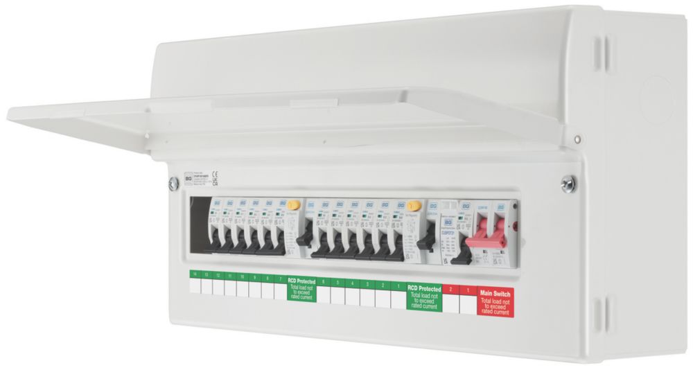 Image of British General Fortress 22-Module 12-Way Populated High Integrity Dual RCD Consumer Unit with SPD 