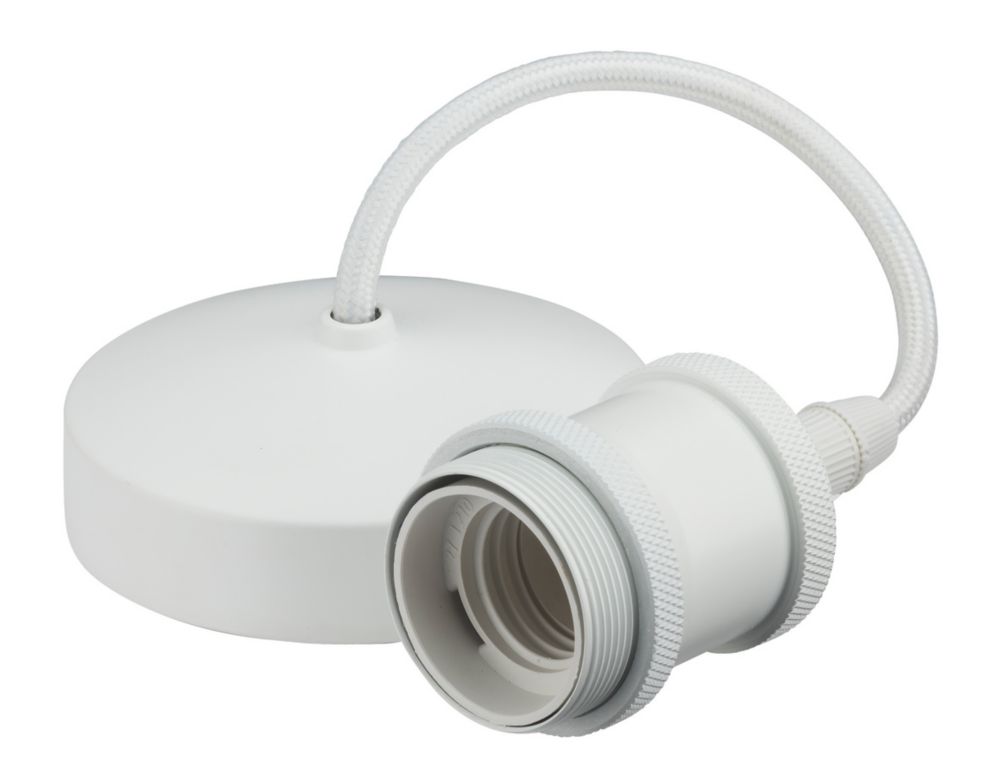 Image of Knightsbridge 6" Vintage Pendant Light Fitting ES Matt White 3 1/2" 