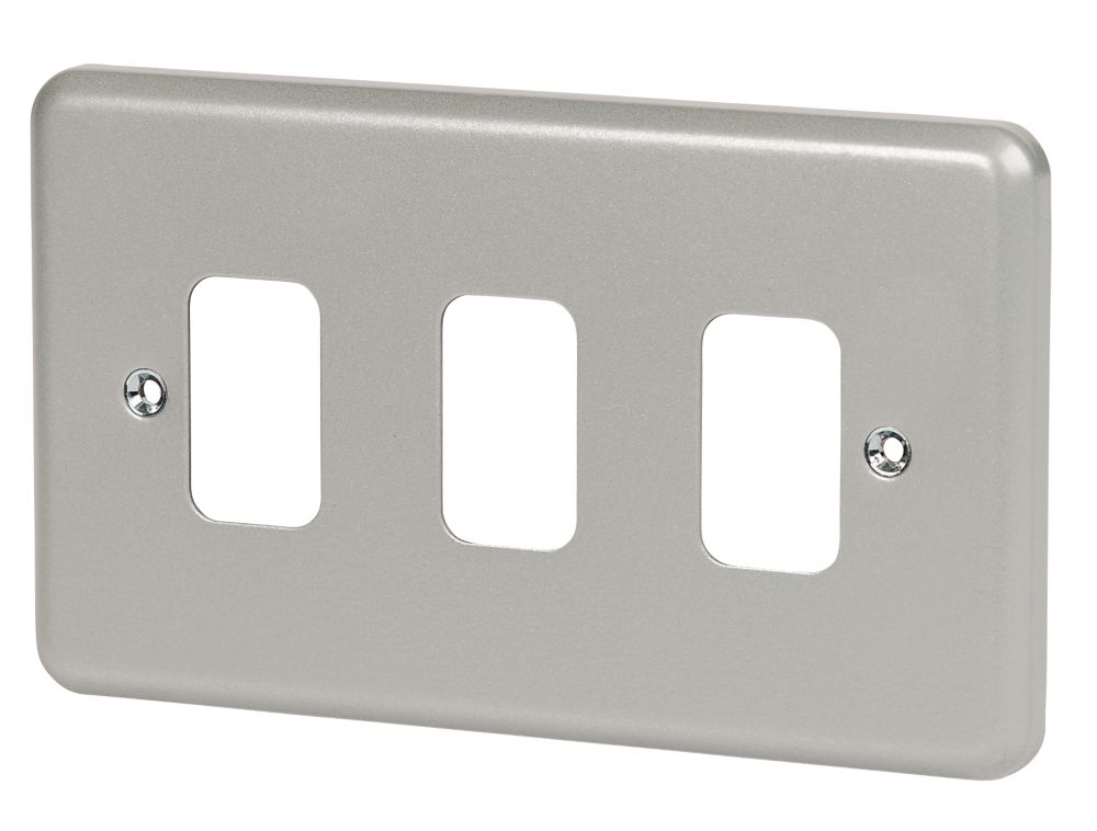 Image of MK Grid Plus 3-Module Grid Faceplate Grey 
