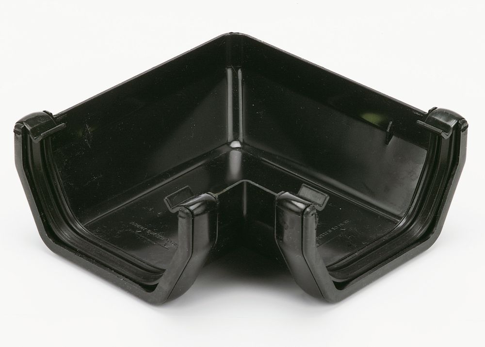 Image of FloPlast Square Line 90Â° Square Gutter Angle Black 114mm 