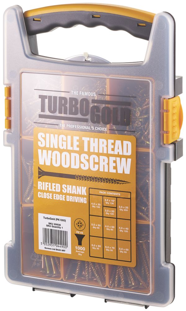 Image of TurboGold PZ Double-Countersunk Woodscrews Trade Grab Pack 1000 Pcs 