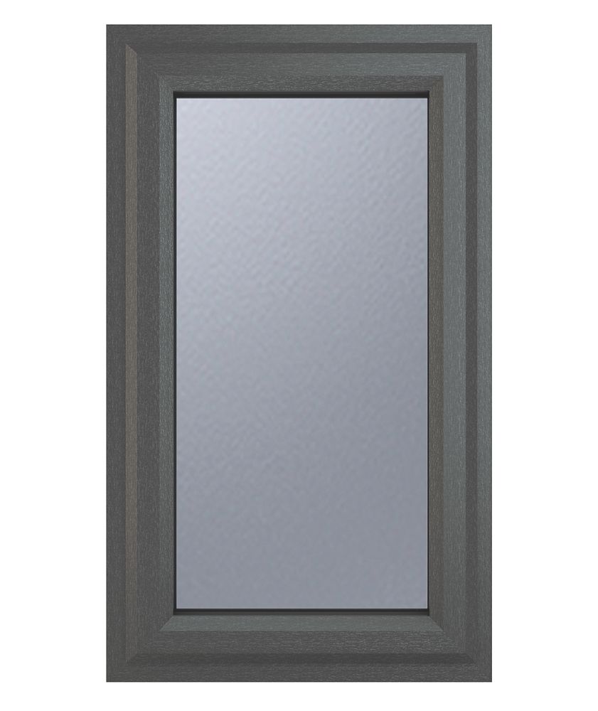 Image of Crystal Right-Hand Opening Obscure Triple-Glazed Casement Anthracite on White uPVC Window 610mm x 965mm 