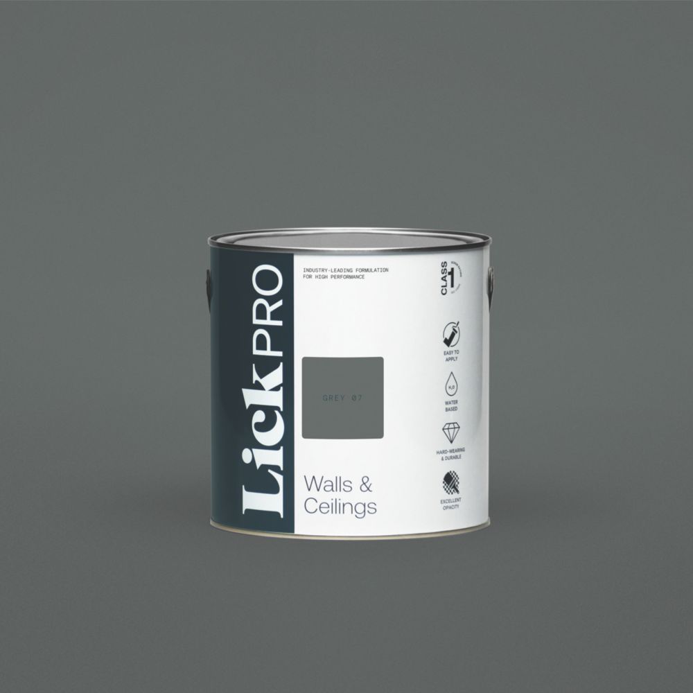 Image of LickPro Eggshell Grey 07 Emulsion Paint 2.5Ltr 
