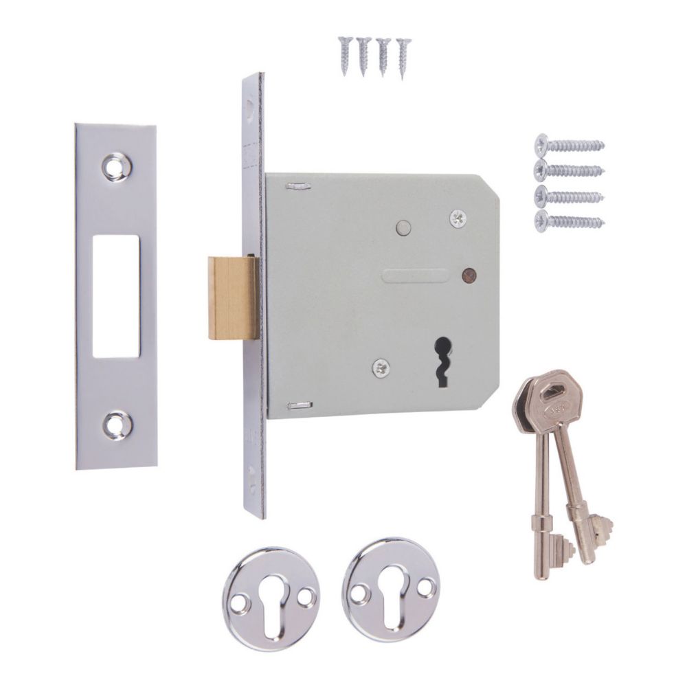Image of ERA 3 Lever Chrome 3-Lever Mortice Deadlock 76mm Case - 56mm Backset 