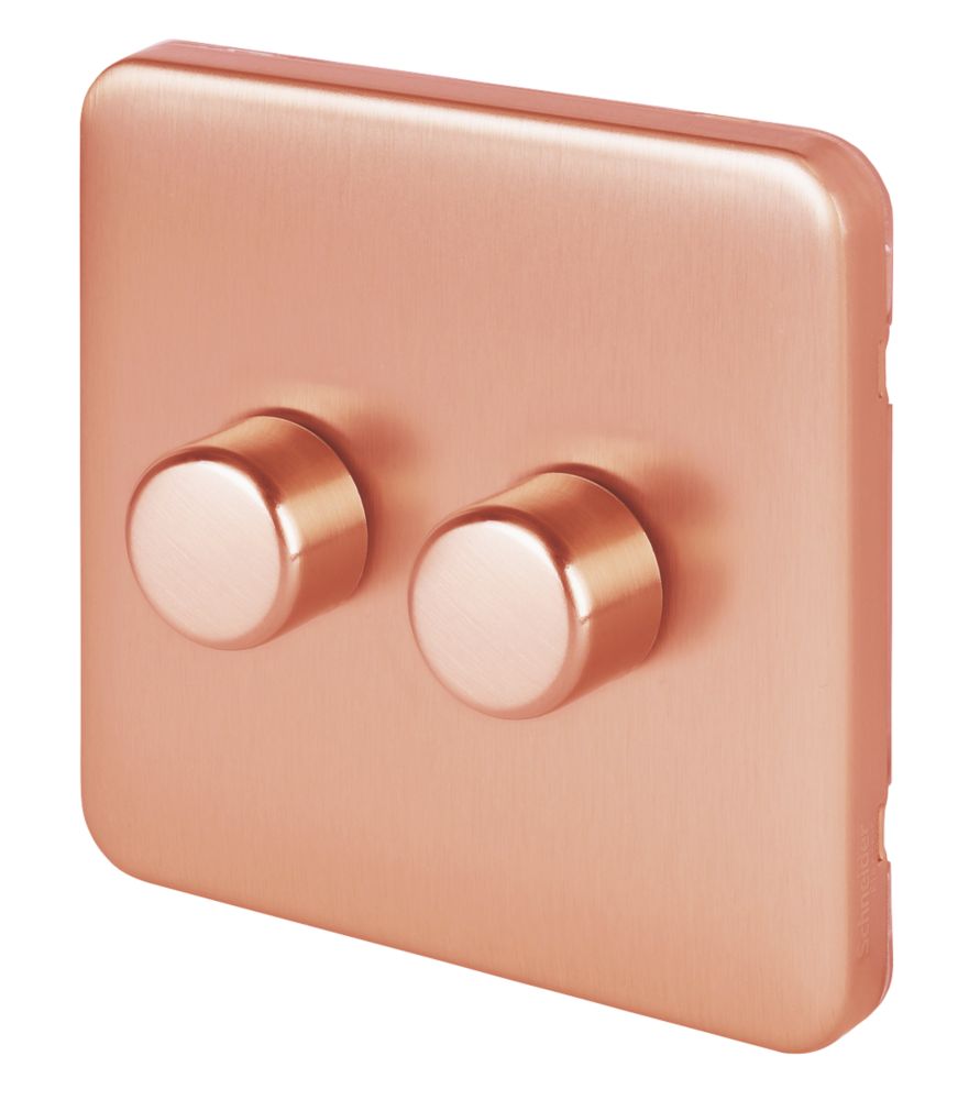 Image of Schneider Electric Lisse Deco 2-Gang 2-Way LED Dimmer Switch Copper 