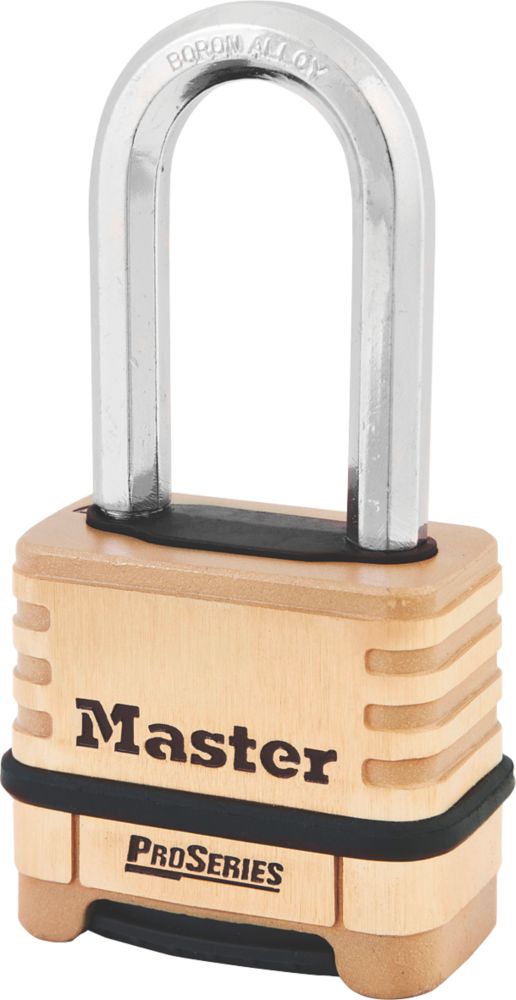 Image of Master Lock 1175DLH Brass Weatherproof Combination Long Shackle Padlock Brass 58mm 