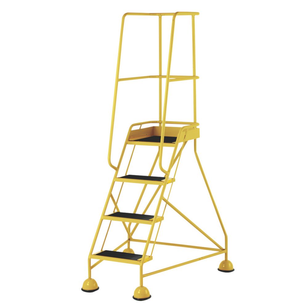 Image of TB Davies Stepmobile Plus Steel 4-Treads Yellow Warehouse Steps 1.1m 
