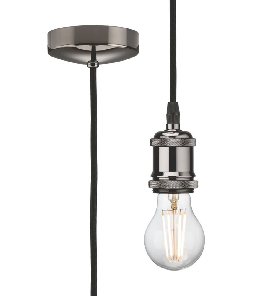 Image of Knightsbridge 1.8m Vintage Long Pendant Light Fitting ES Black Nickel 3 1/2" 