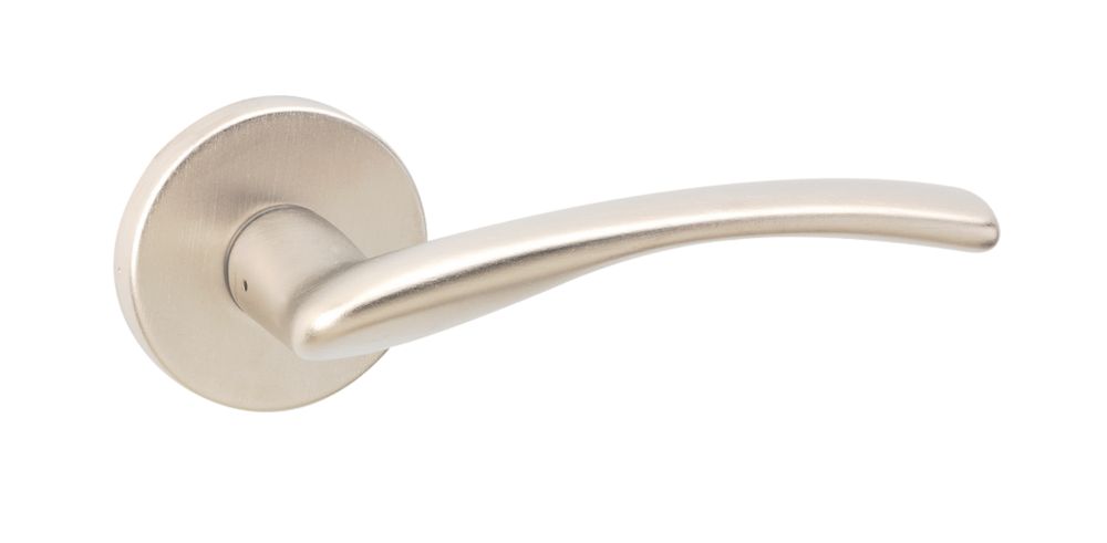 Image of Easy Click 1720 Fire Rated Lever on Rose Handles Pair Satin Nickel 