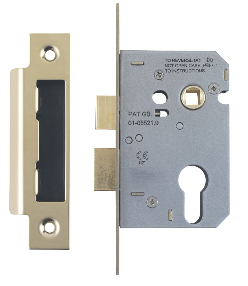 Image of Smith & Locke Fire Rated Electro Brass Euro Profile Sashlock 76mm Case - 57mm Backset 