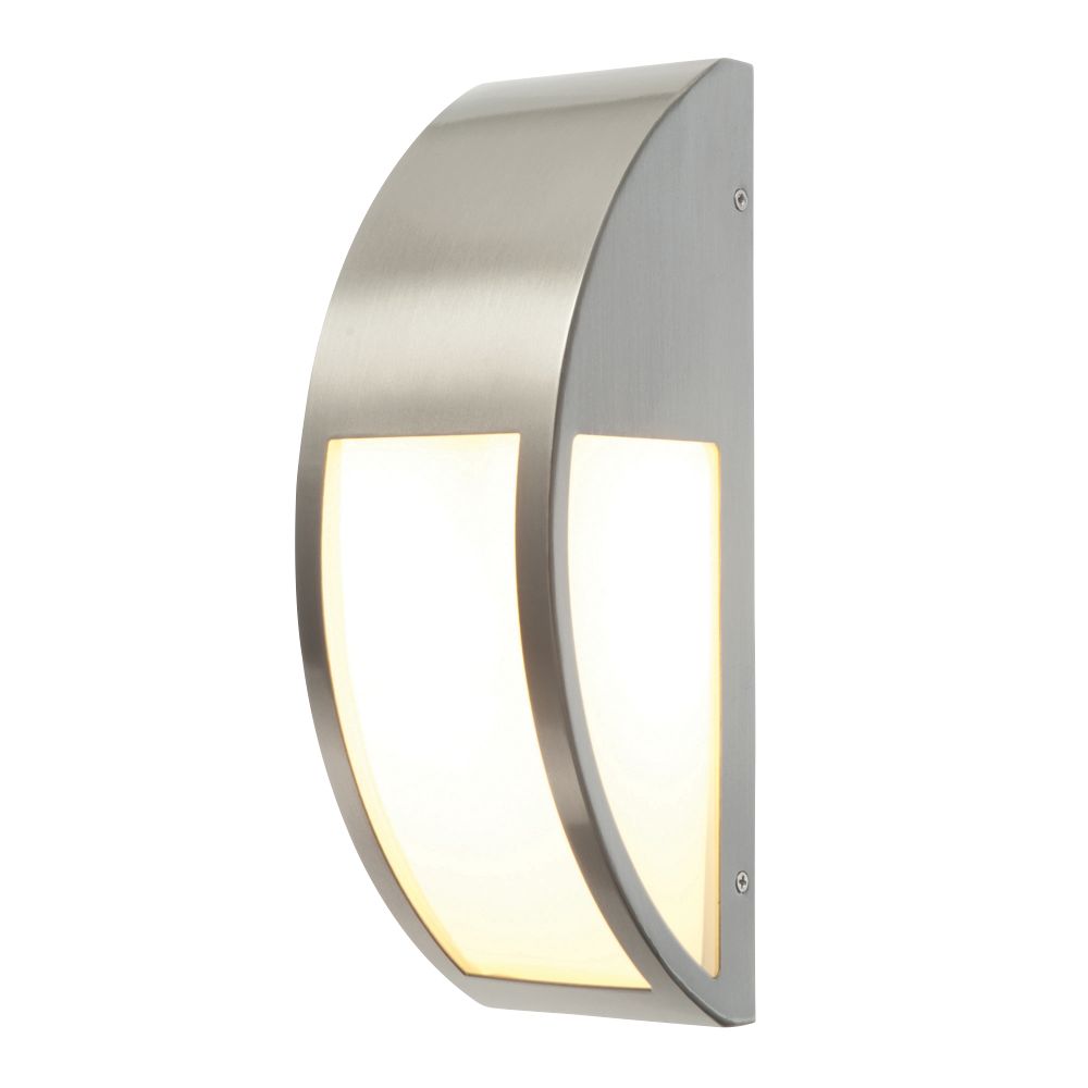 Image of Convex Outdoor Wall Light Brushed Stainless Steel 