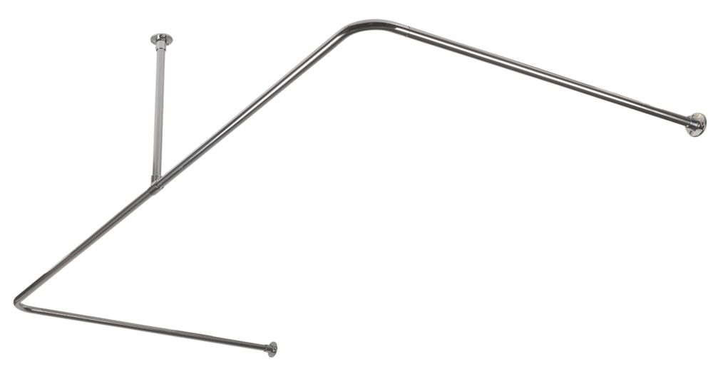Image of Croydex C-Shaped Shower Curtain Rail & Support Stainless Steel Chrome 2000mm 