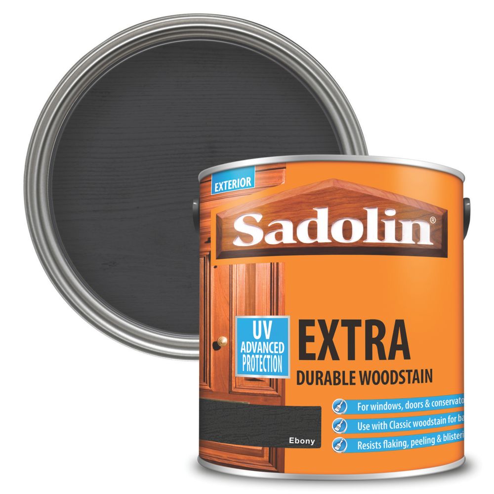 Image of Sadolin Extra Durable Woodstain Semi Gloss Ebony 2.5Ltr 