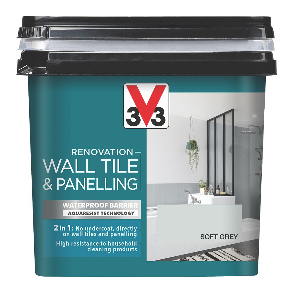 Image of V33 Renovation Wall Tile & Panelling Paint Satin Soft Grey 750ml 