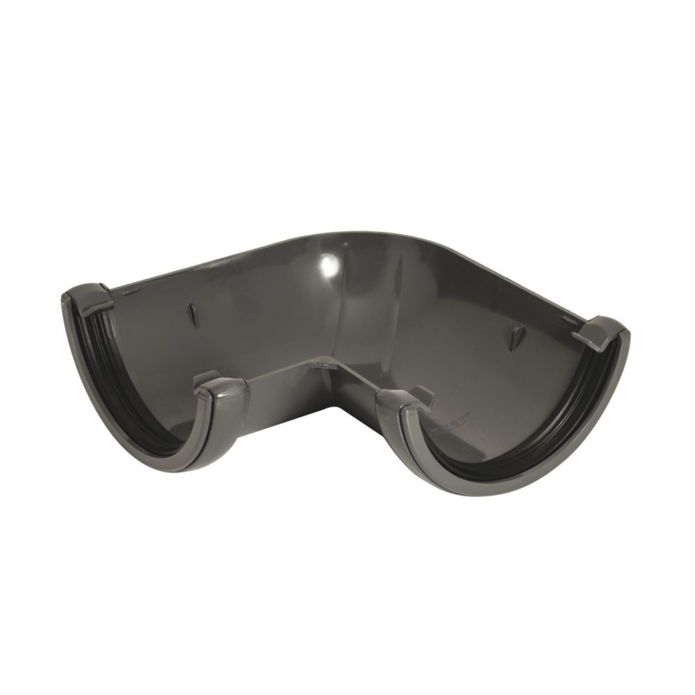 Image of FloPlast 90Â° Half Round Gutter Angle Anthracite Grey 112mm 