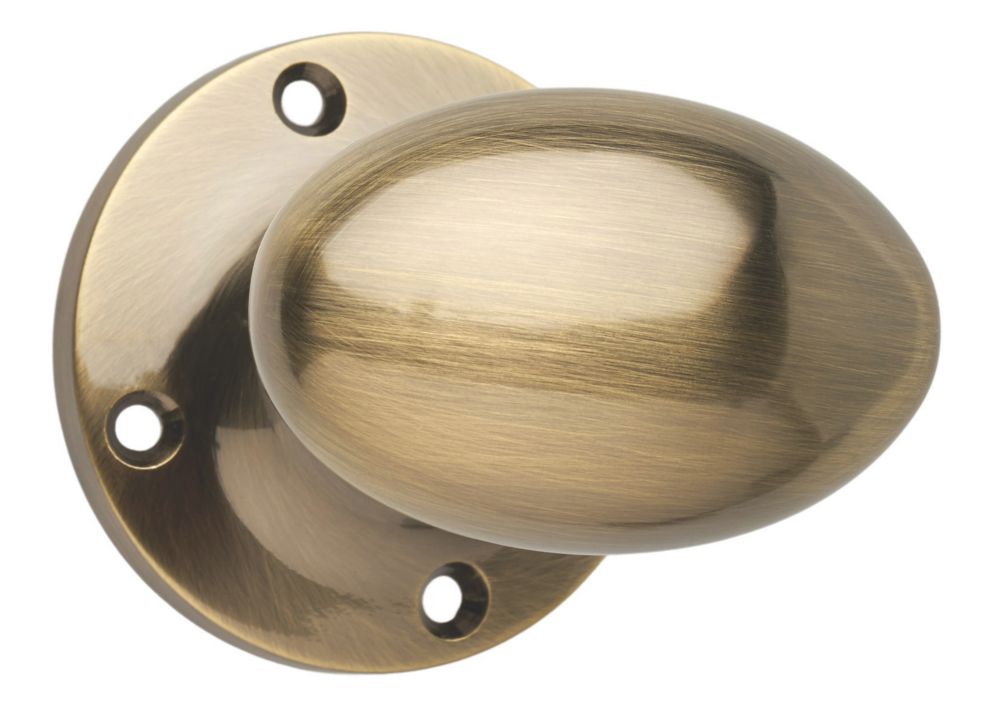 Designer Levers Oval Mortice Door Knob Pair Antique Brass 55mm (211KK)