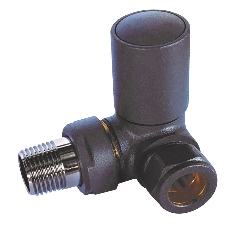 Image of Towelrads Anthracite Corner Manual Radiator Valve 15mm x 1/2" 2 Pack 