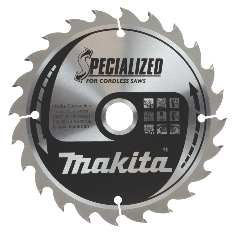 Image of Makita Wood TCT Circular Saw Blade 160mm x 20mm 24T 