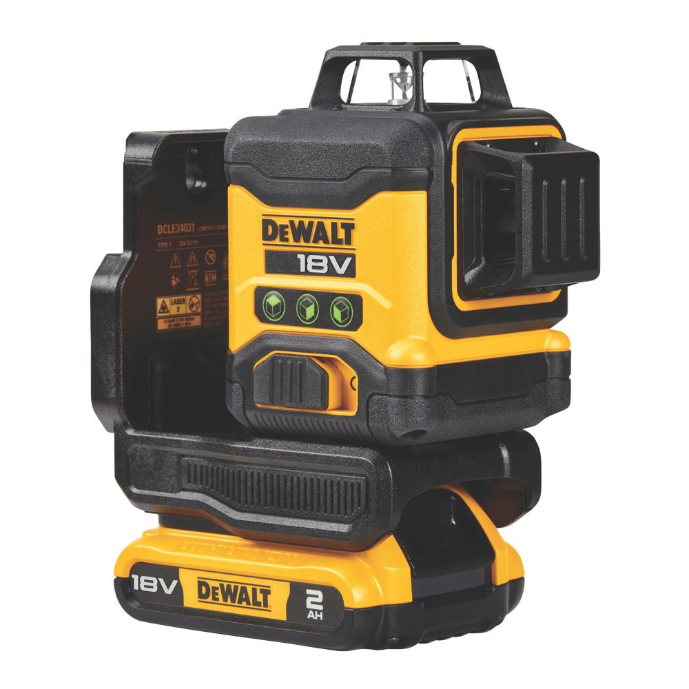 Image of DeWalt DCLE34031D1-GB 18V 1 x 2Ah Li-Ion XR Green Self-Levelling Multi-Line Laser Level 