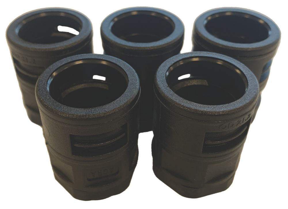 Image of Deta Male Corrugated Conduit Adaptor 20mm Black 5 Pack 
