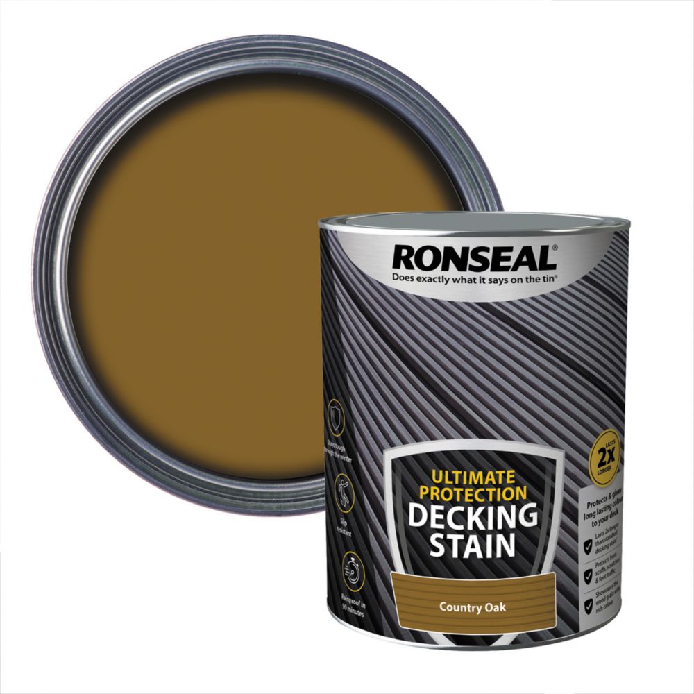 Image of Ronseal Ultimate Protection Decking Stain Country Oak 5Ltr 