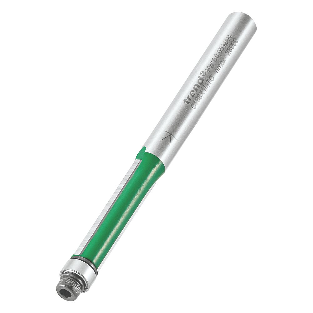 Image of Trend C168X1/4TC 1/4" Shank Double-Flute Straight Bearing-Guided Trimmer 6.35mm x 25.4mm 