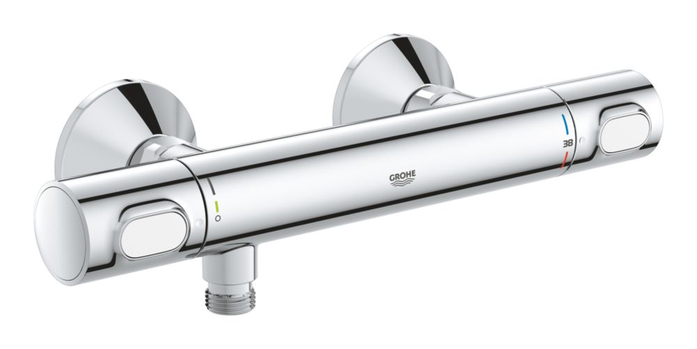 Image of Grohe Precision Flow Exposed Thermostatic Bar Mixer Shower Valve Fixed Chrome 