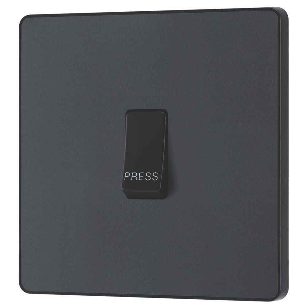 Image of British General Evolve 10A 1-Gang 1-Way Bell Push Switch Grey with Black Inserts 