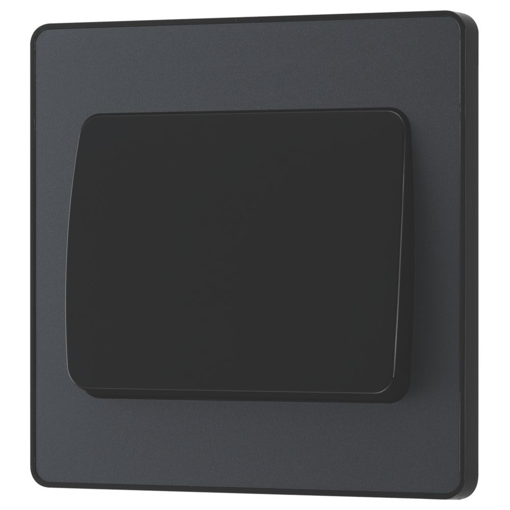 Image of British General Evolve 20 A 16AX 1-Gang 2-Way Wide Rocker Light Switch Grey with Black Inserts 